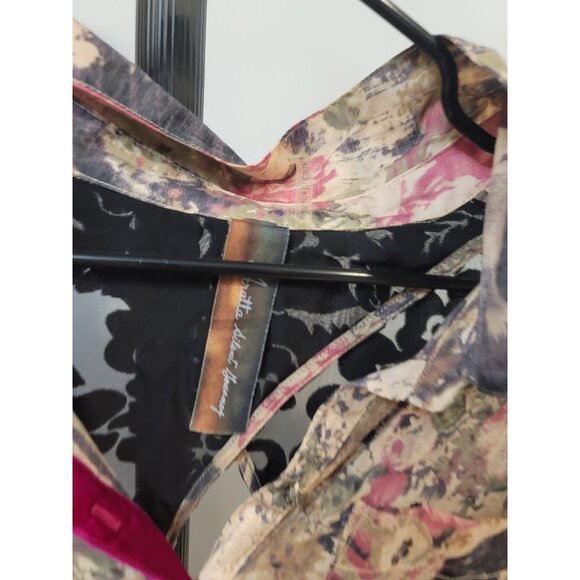 Aratta Silent Journey Womens Xl Top Boho Flannel Dress Tunic Shirt Floral Fringe - Picture 3 of 8